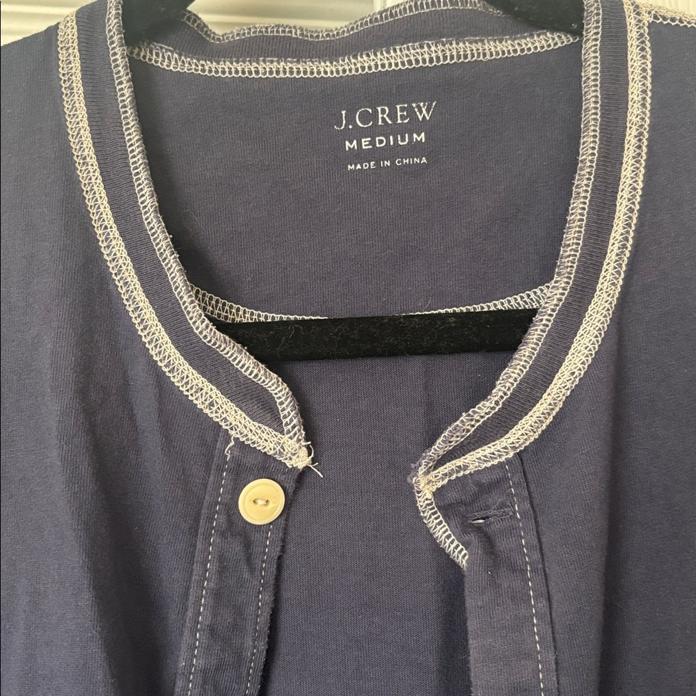 J Crew Union suit mens M Blue Pajamas rear flap Henley Nostalgic 100% Cotton - Picture 3 of 11